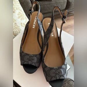 Coach Black and Brown Slingback Heels